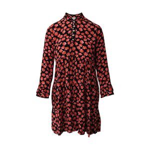 Ganni Lindale Floral Print Mini Dress in Black and Red Viscose